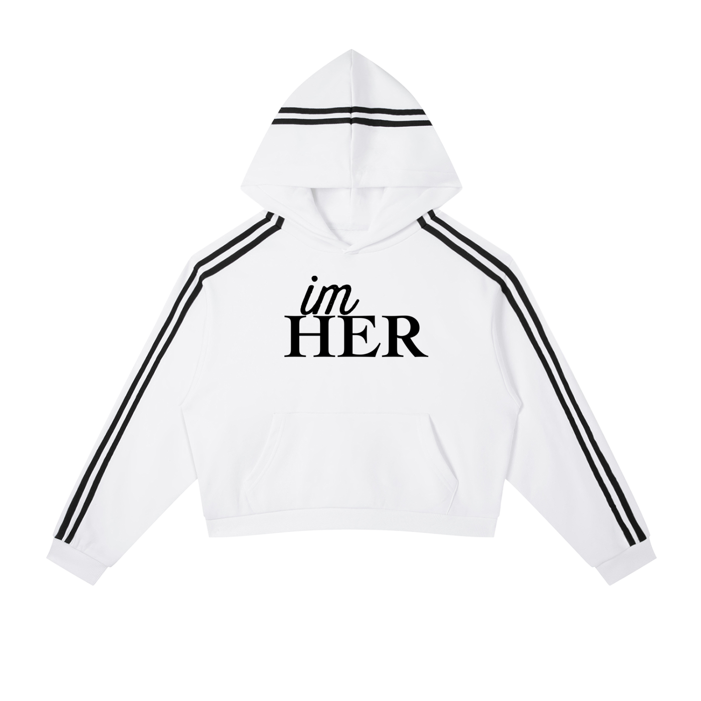 im HER Contrast Side Stripe Cropped Hoodie