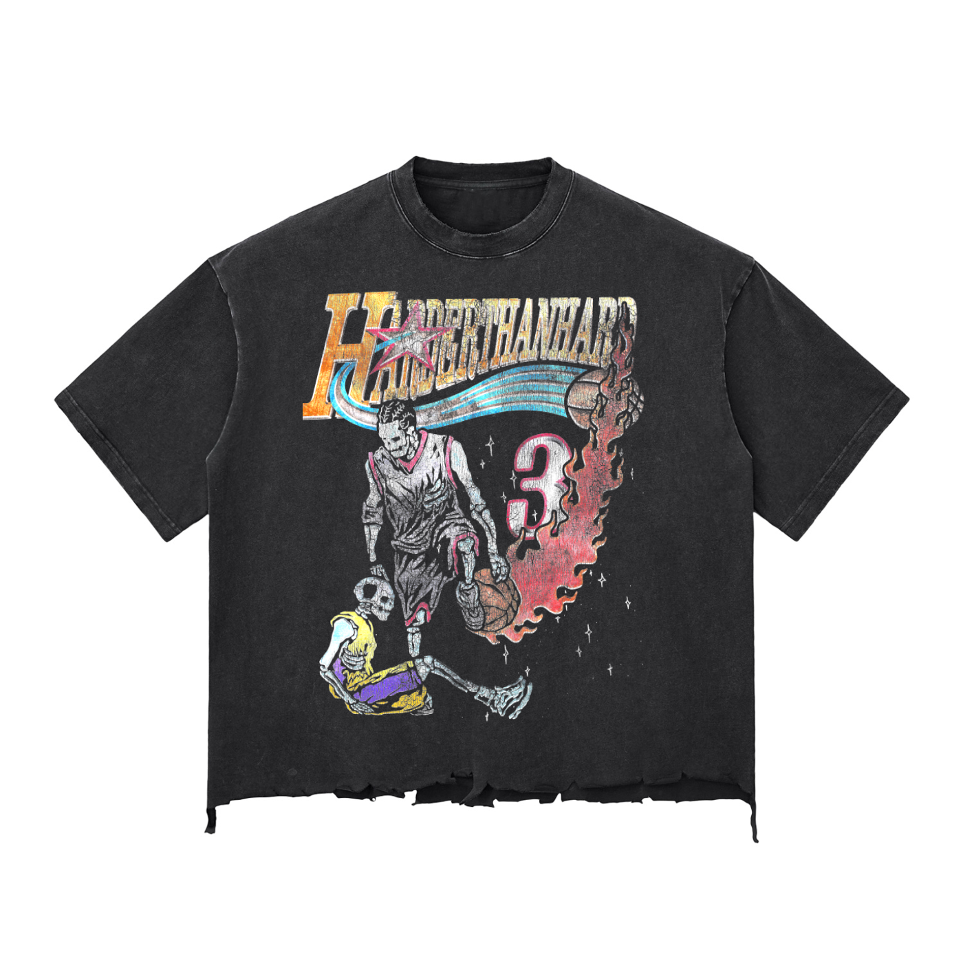 HardYardigan Ai Snow Wash Raw-Hem Boxy T-shirt